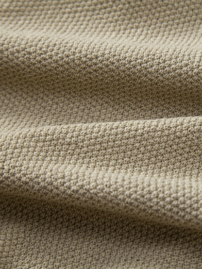 Textured Zip Up Knit Polo Shirt