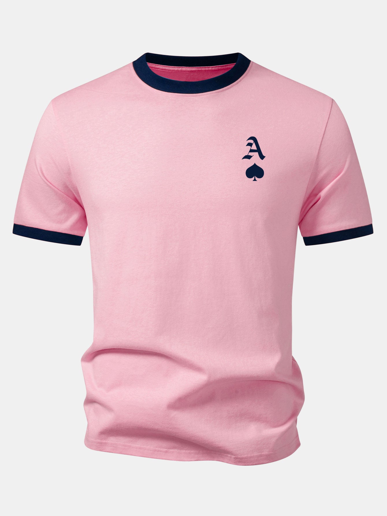 Ace Of Spades Print Contrast Ringer T-Shirt