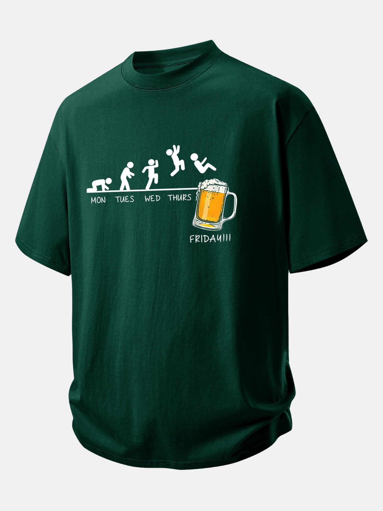 Relax Fit Beer Weekly Plan Print Cotton T-Shirt