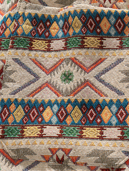 Ethnic Geometric Jacquard Drawstring Shorts