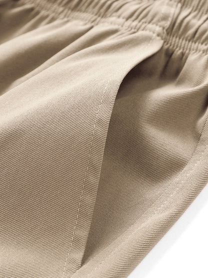 Solid Color Cargo Drawstring Shorts