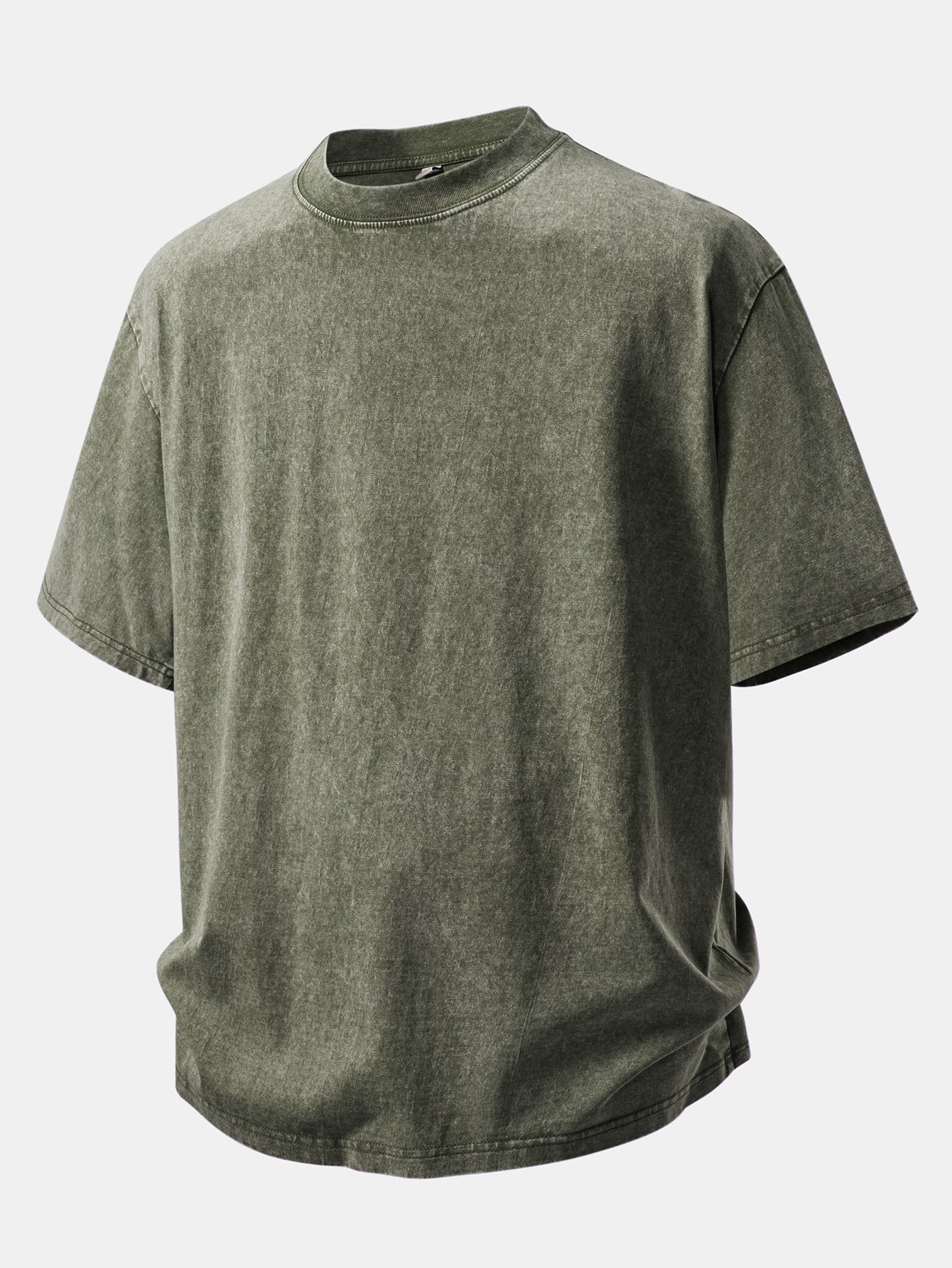 Basic Washed Distressed Drop Shoulder Oversize T-Shirt