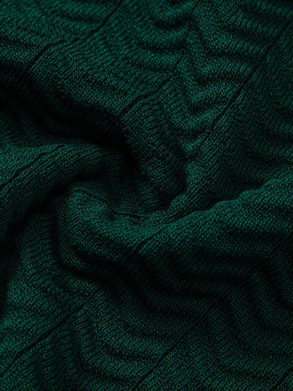 Texture Contrast Knitted V Neck Polo Shirt