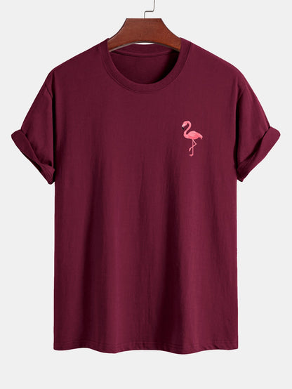 Regular Fit Flamingo Print Cotton T-Shirt