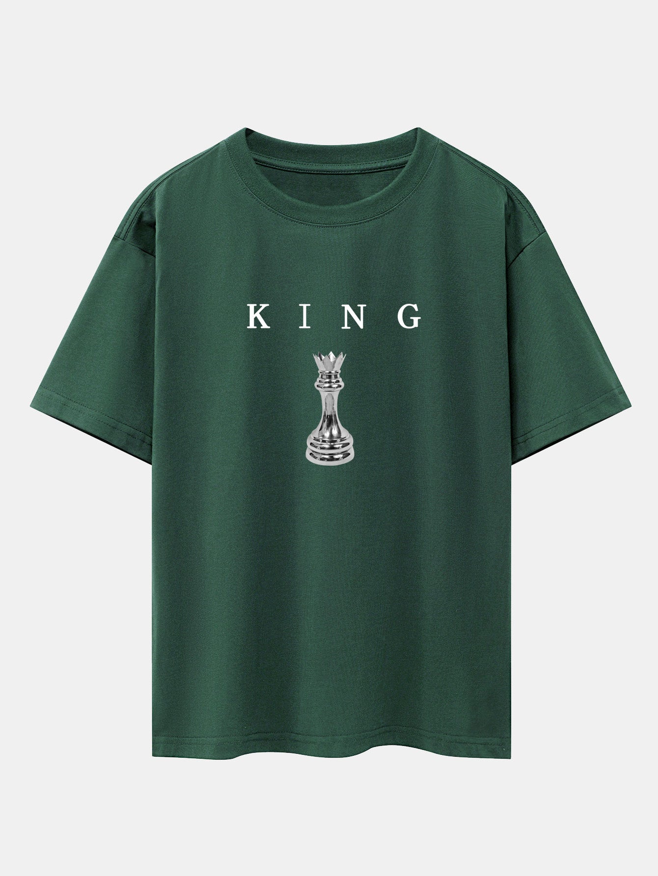 King Chess Print Drop Shoulder Oversize T-Shirt