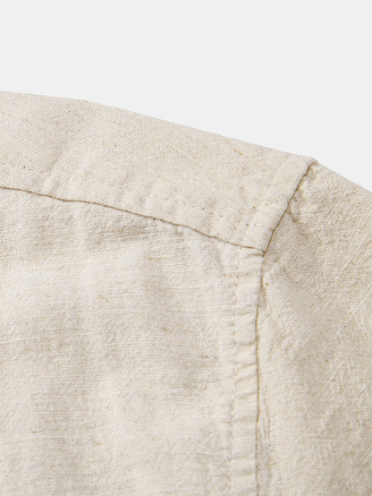 Stand Collar Linen Shirt