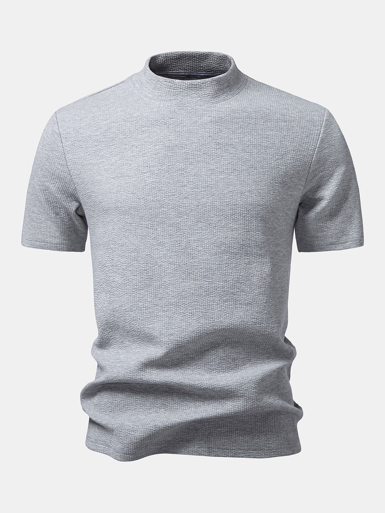 Ribbed Mock Neck T-Shirt