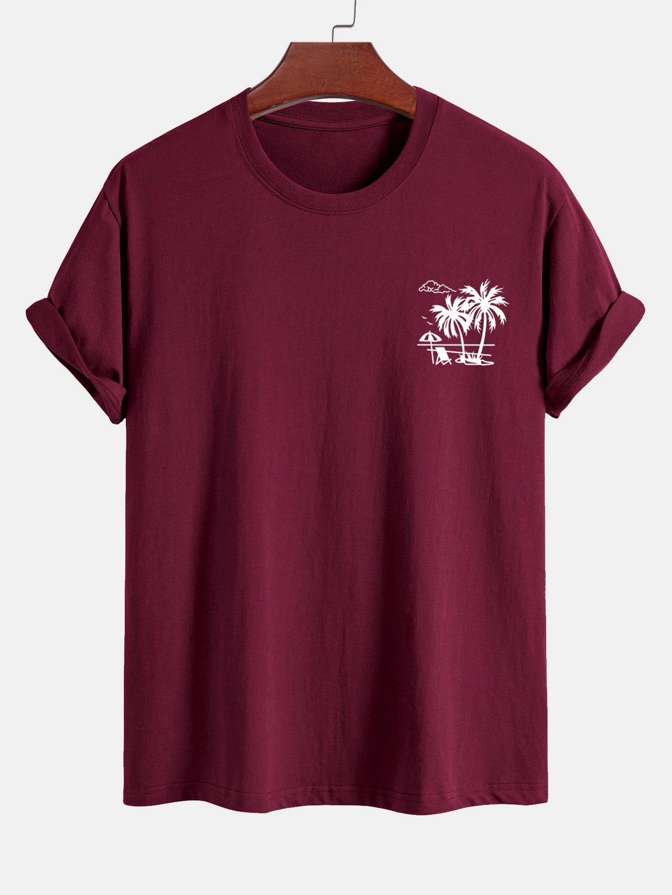 Regular Fit Palm Tree Print Cotton T-Shirt