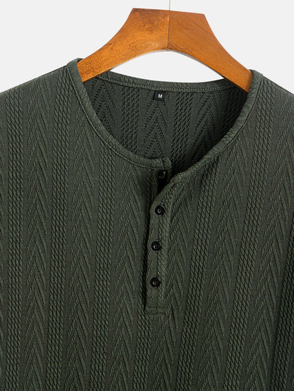 Short Sleeve Jacquard Half Open Collar T-Shirt
