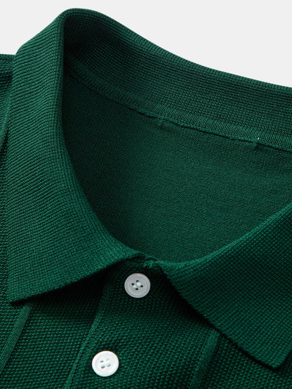 Stripe Jacquard Knit Polo Shirt