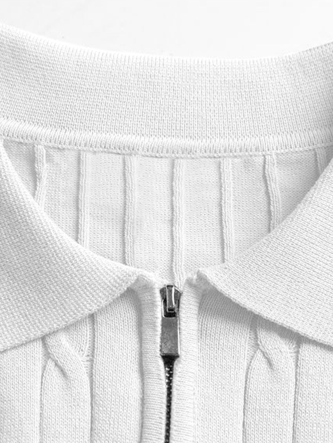 Twisted Jacquard Zipper Knit Polo