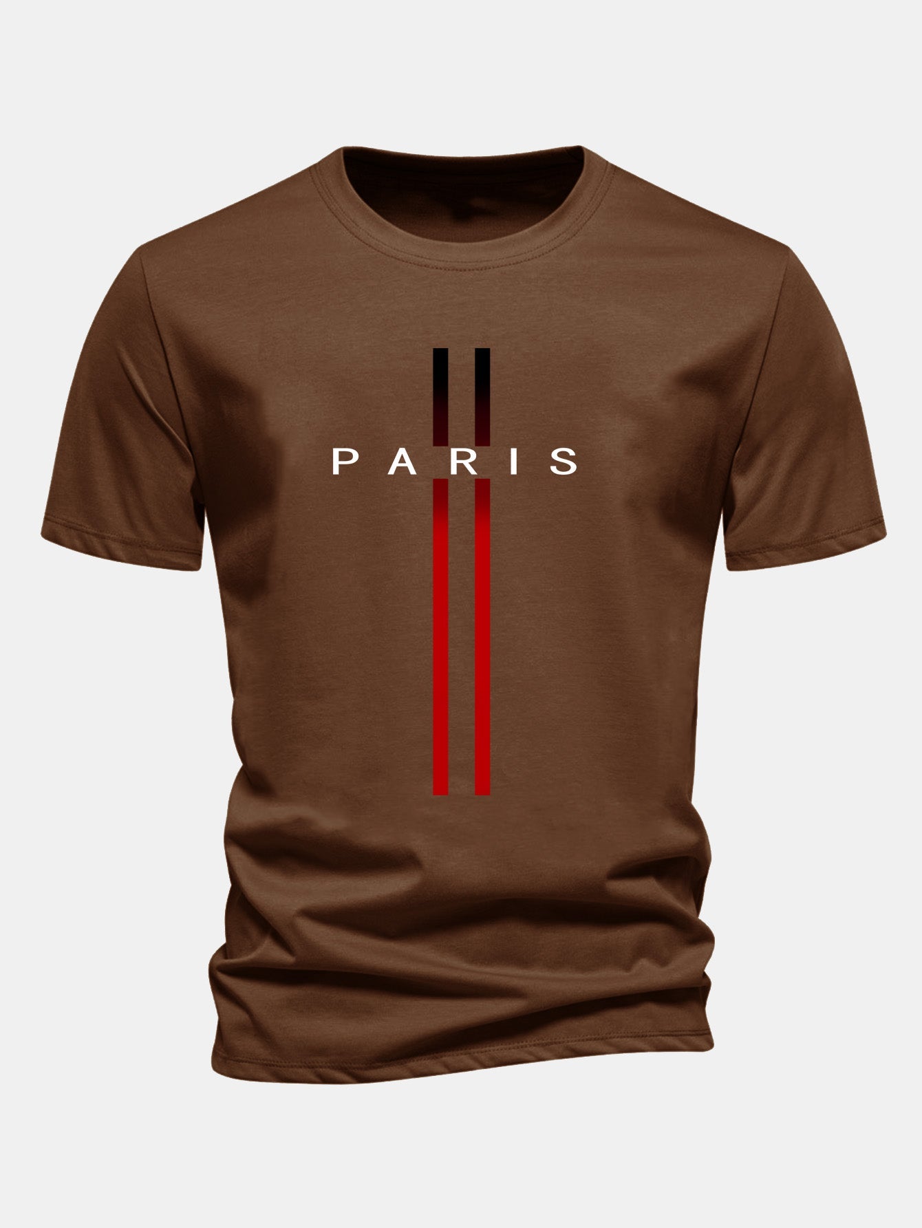 Regular Fit Stripe Paris Print Cotton T-Shirt