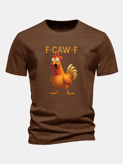 Regular Fit Rooster Print Cotton T-Shirt
