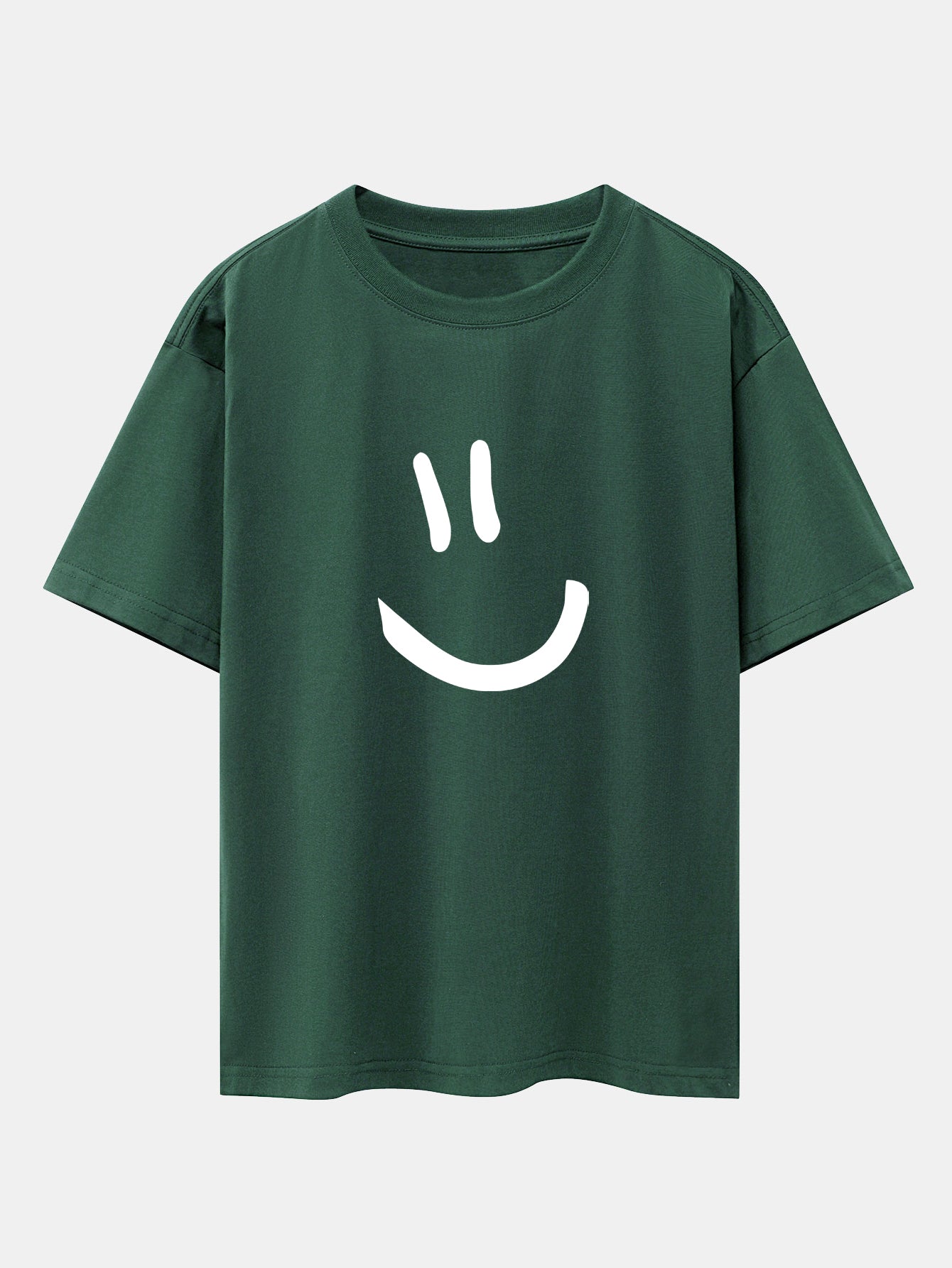 Smiley Face Print Drop Shoulder Oversize T-Shirt