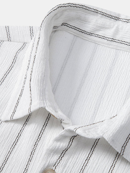 Stripe Textured Button Up Shirt