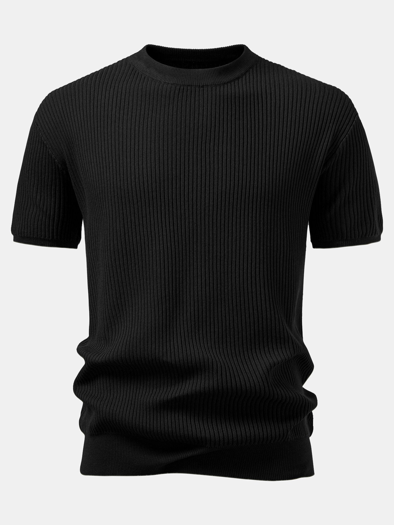 3 Pieces Ribbed Crew Neck Knit T-Shirt