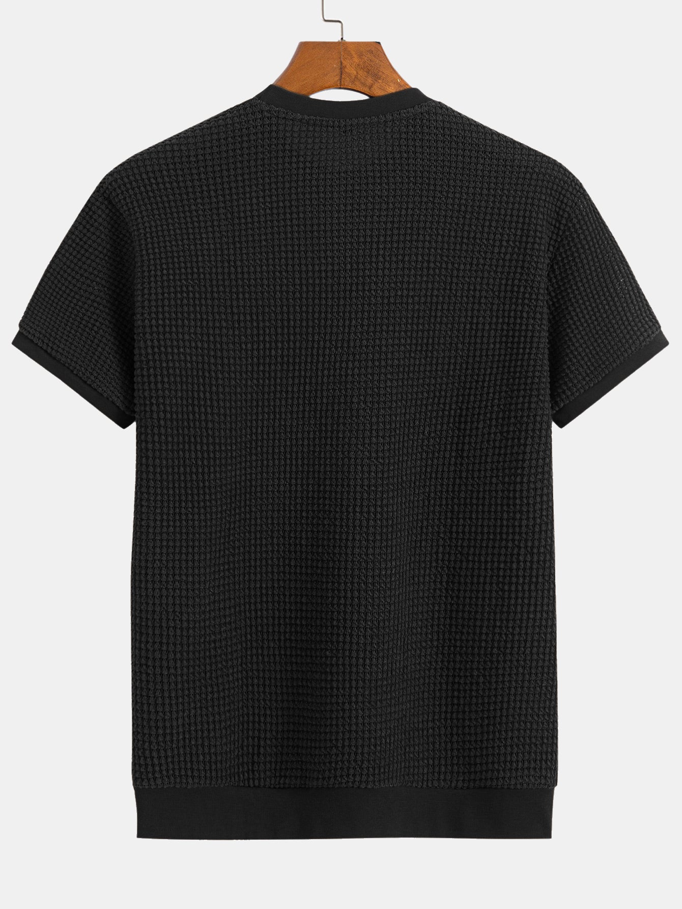 Short Sleeve Waffle Ribbed Hem T-Shirt