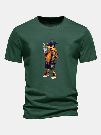 Regular Fit Carton Duck Print Cotton T-Shirt