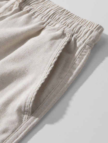 Linen Cotton Blend Drawstring Shorts