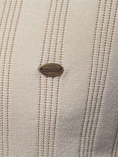 Stripe Knit Polo Shirt