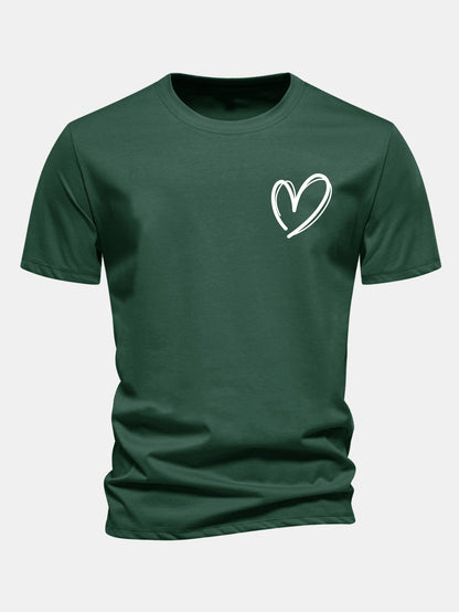 Regular Fit Heart Print Cotton T-Shirt