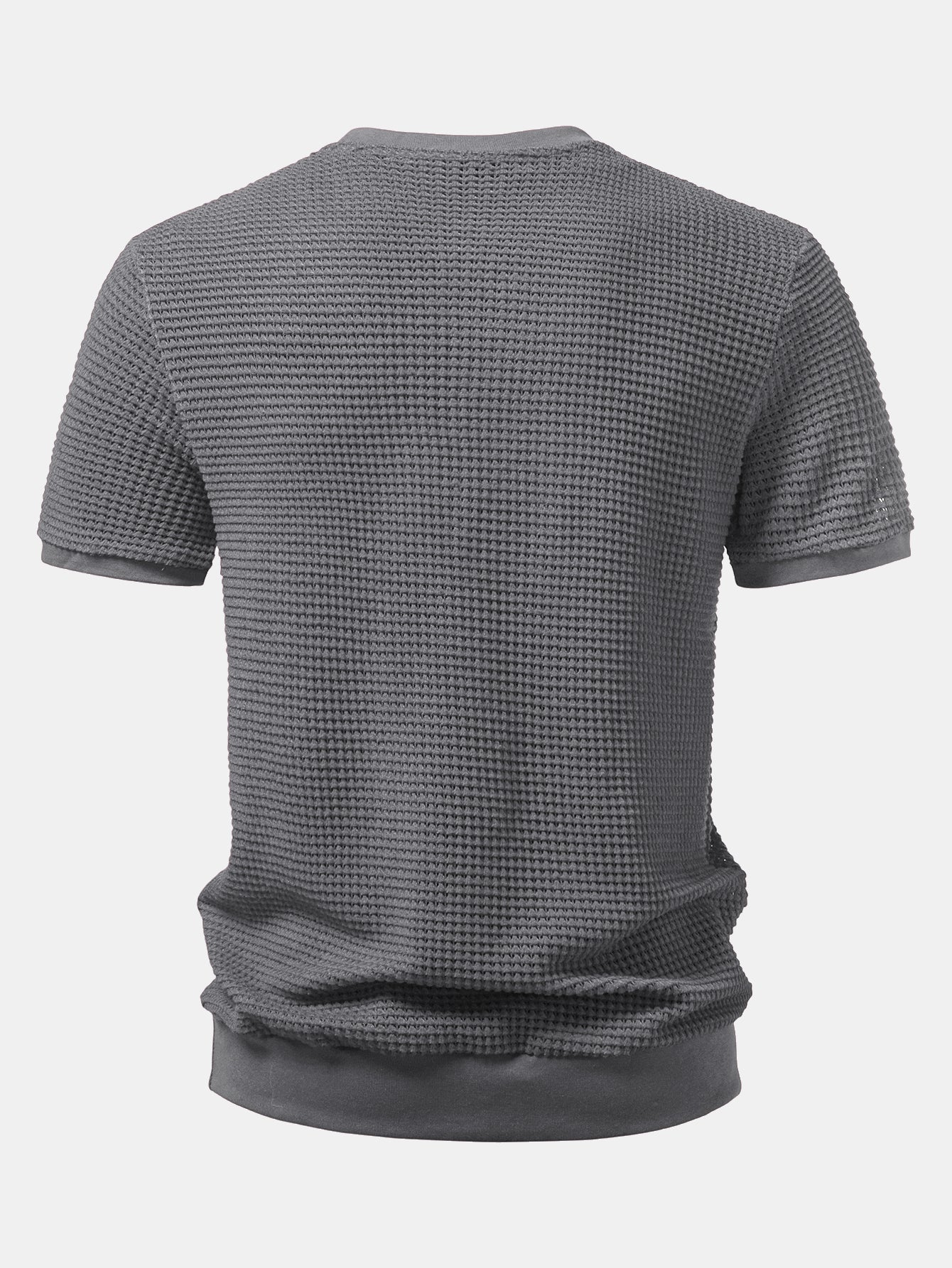 Short Sleeve Waffle Ribbed Hem T-Shirt