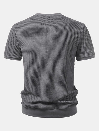 Short Sleeve Waffle Ribbed Hem T-Shirt