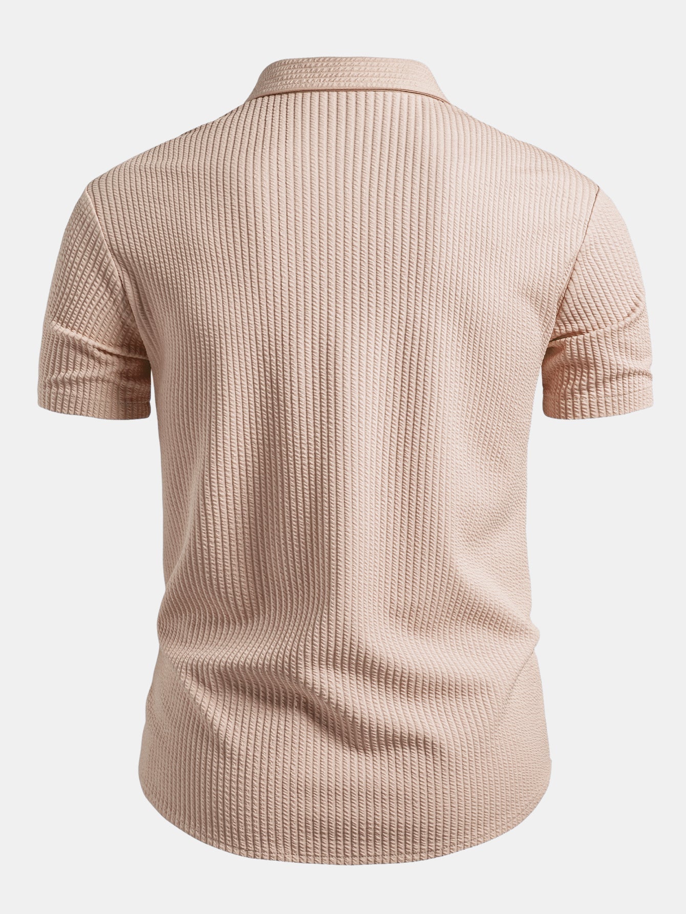 Muscle Fit Ribbed Button Up Shirt