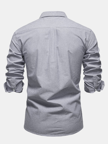Cowboy Embroidery Cotton Oxford Button Up Shirt