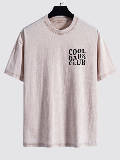 Cool Dads Club Print Washed Distressed Drop Shoulder T-Shirt