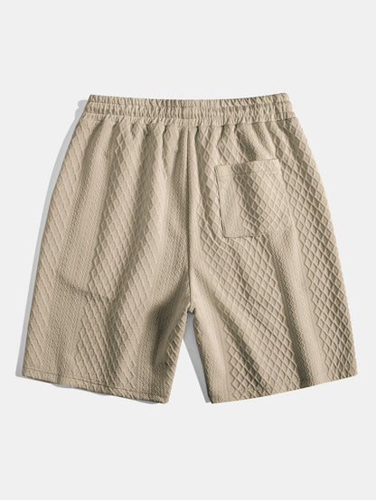 3 Pieces Diamond Geometric Jacquard Drawstring Shorts