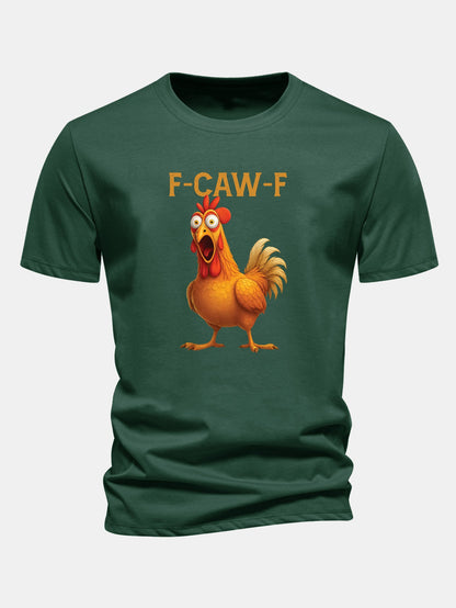Regular Fit Rooster Print Cotton T-Shirt