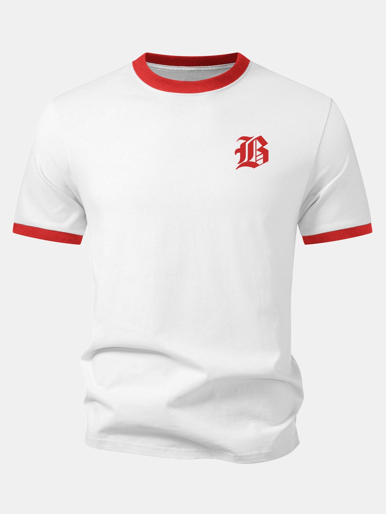 Gothic Letter Print Contrast Ringer T-Shirt