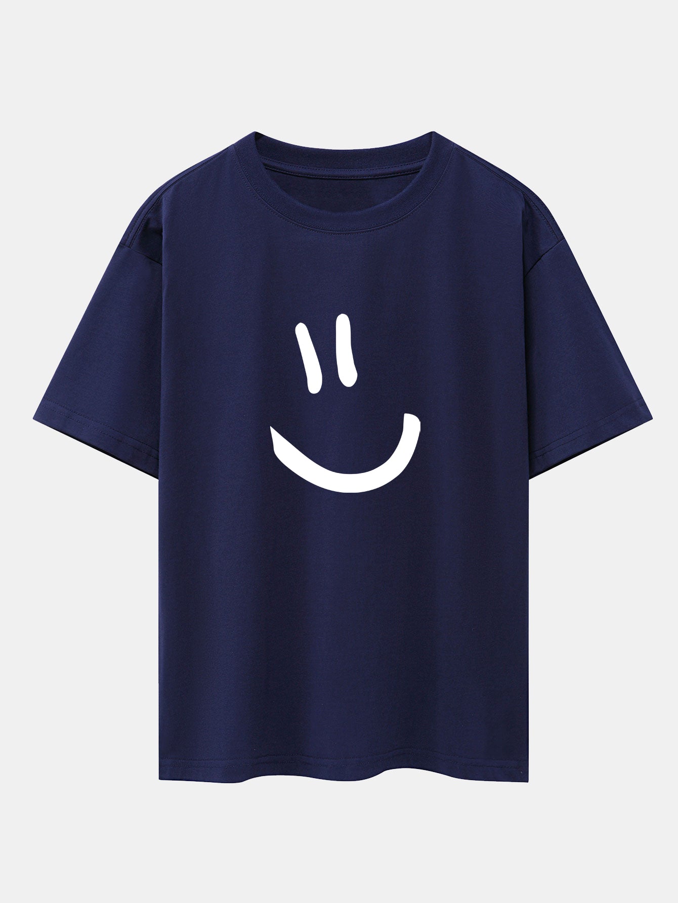 Smiley Face Print Drop Shoulder Oversize T-Shirt