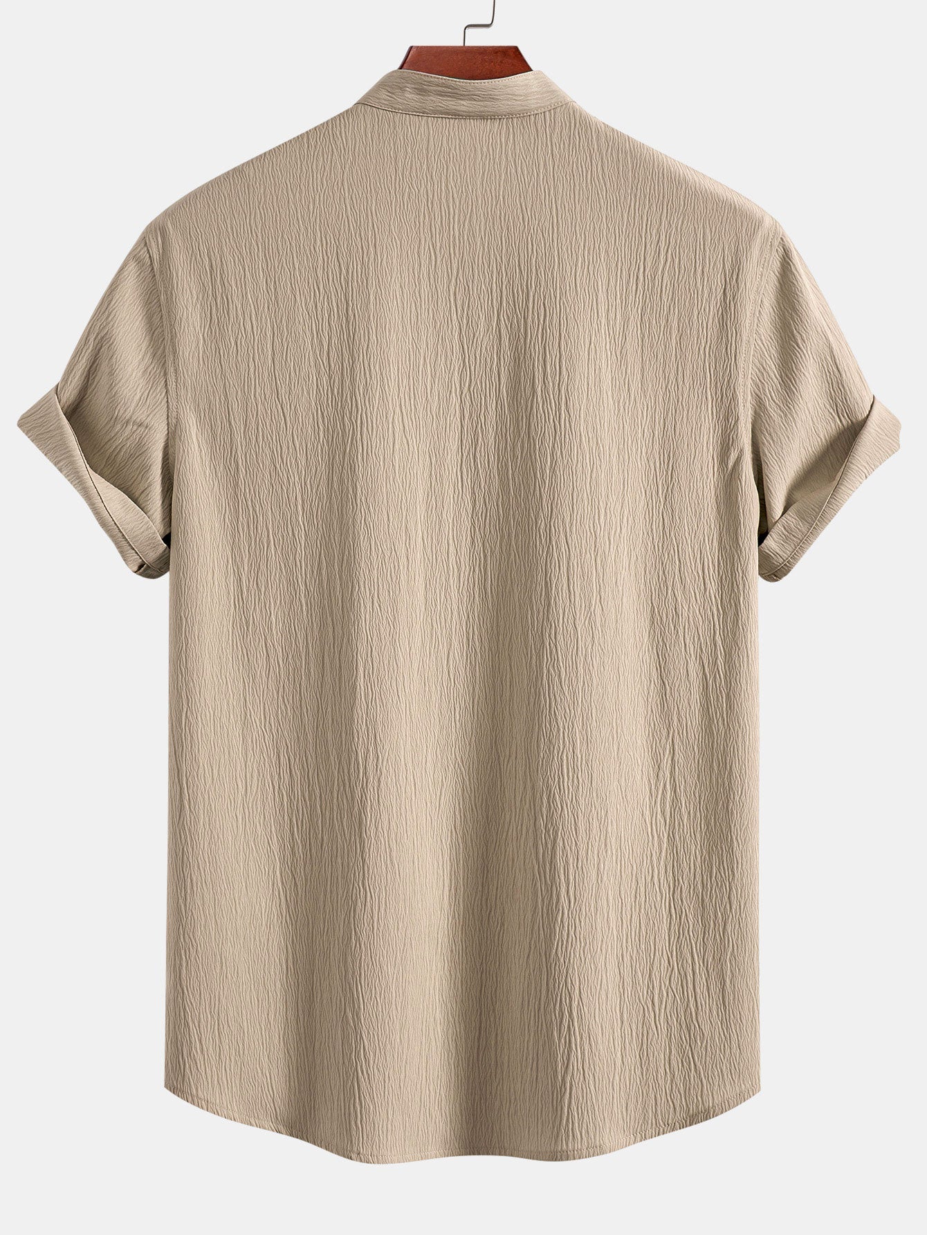 Crinkled Textured V Neck Shirt