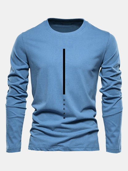 Long Sleeve Dream Stripe Print Cotton T-Shirt