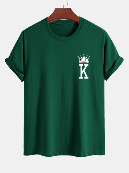 Regular Fit Crown King Print Cotton T-Shirt