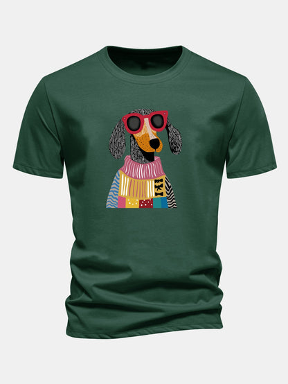 Regular Fit Sweater Dog Print Cotton T-Shirt