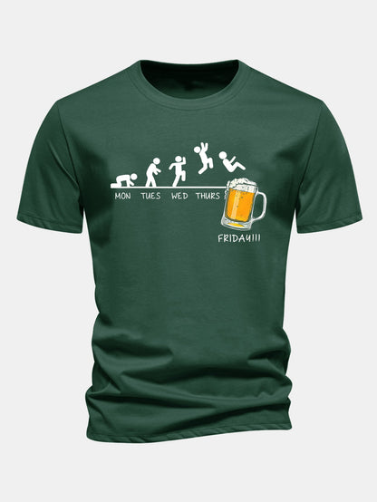 Regular Fit Beer Weekly Evolution Print Cotton T-Shirt