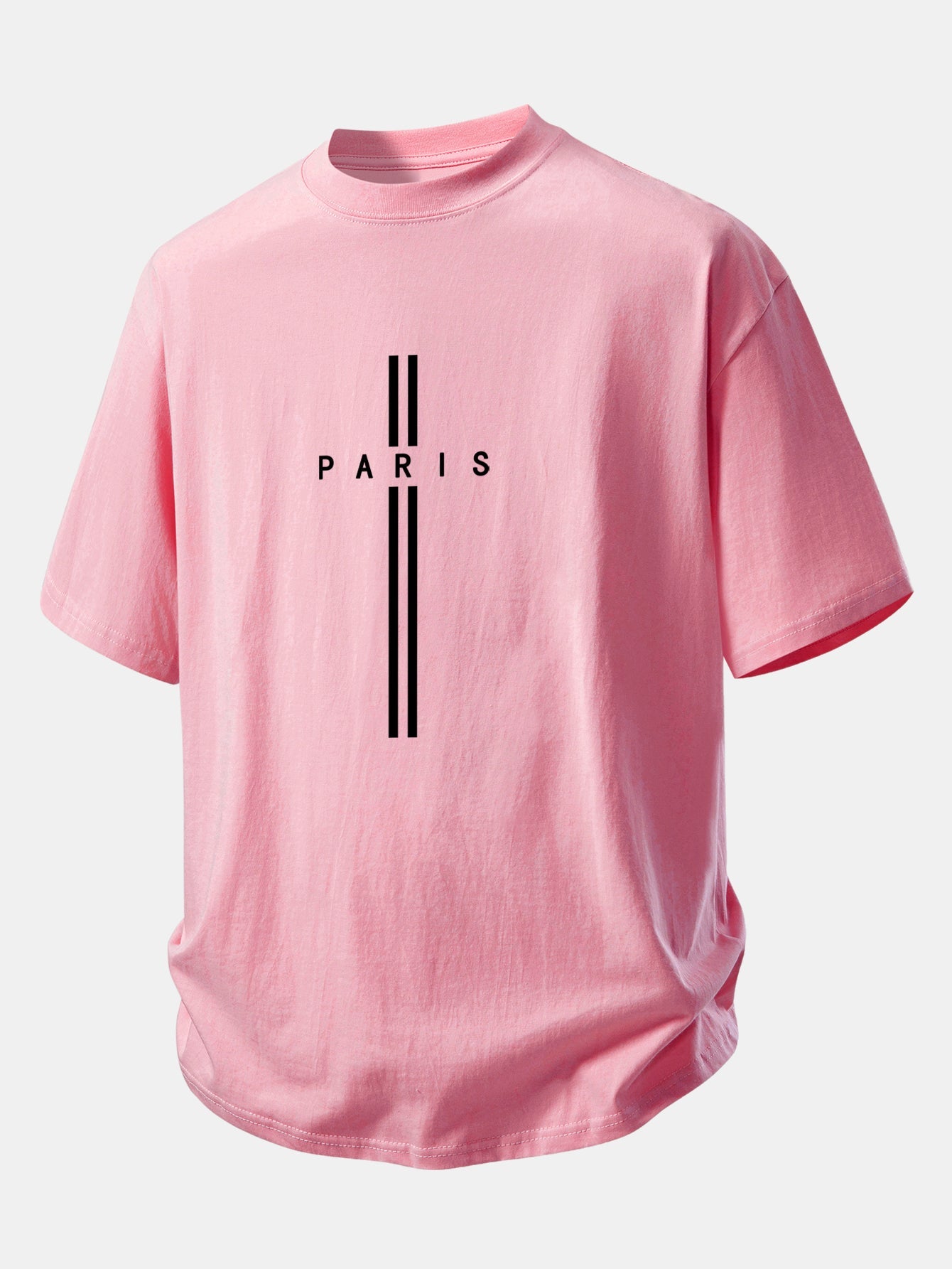 Relax Fit Paris Stripe Print Cotton T-Shirt