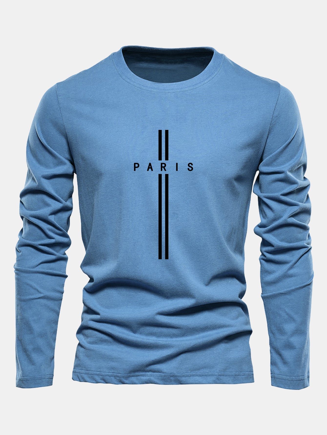 Long Sleeve Paris Stripe Print Cotton T-Shirt
