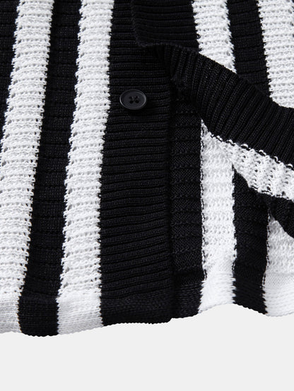Drop Shoulder Stripe Crochet Shirt