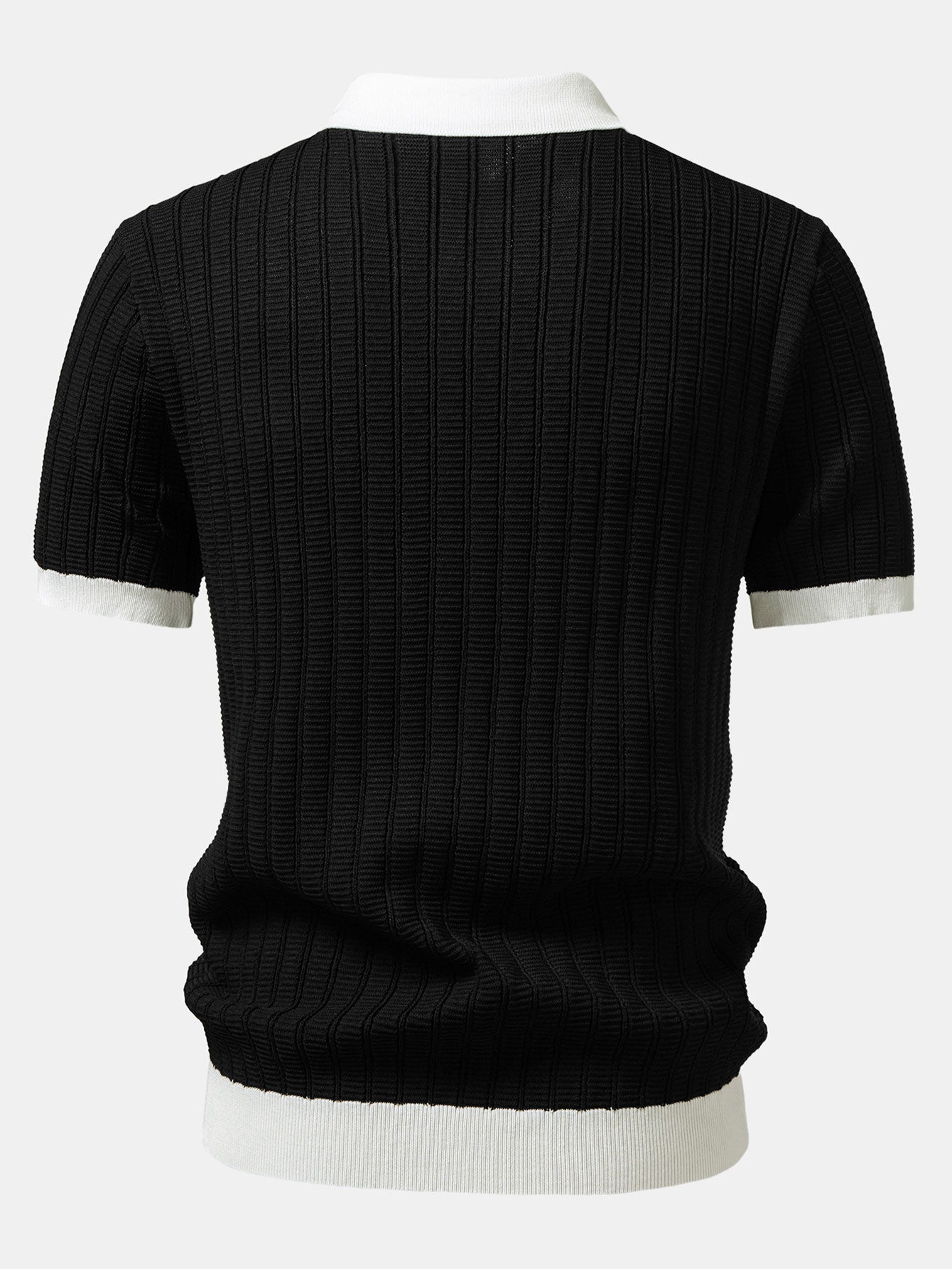 Contrast Textured Johnny Collar Knit Polo