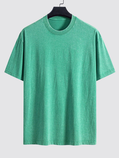 Basic Washed Distressed Drop Shoulder Oversize T-Shirt
