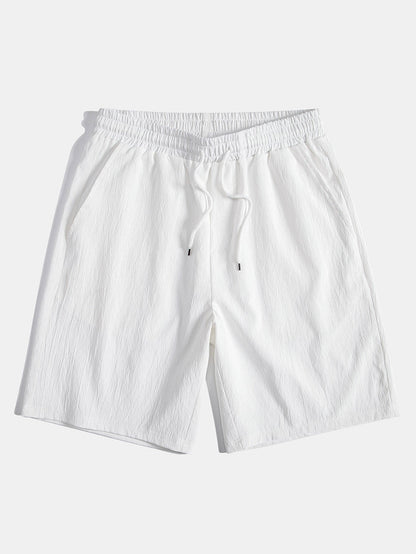 Crinkled Textured Drawstring Shorts