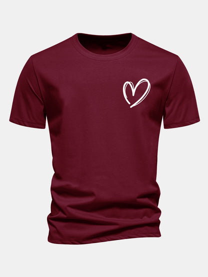 Regular Fit Heart Print Cotton T-Shirt