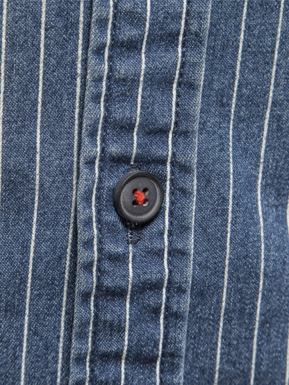 Stripe Washed Denim Shirt With Pockets