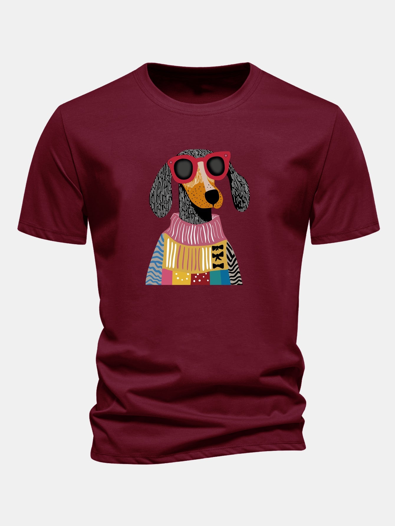 Regular Fit Sweater Dog Print Cotton T-Shirt