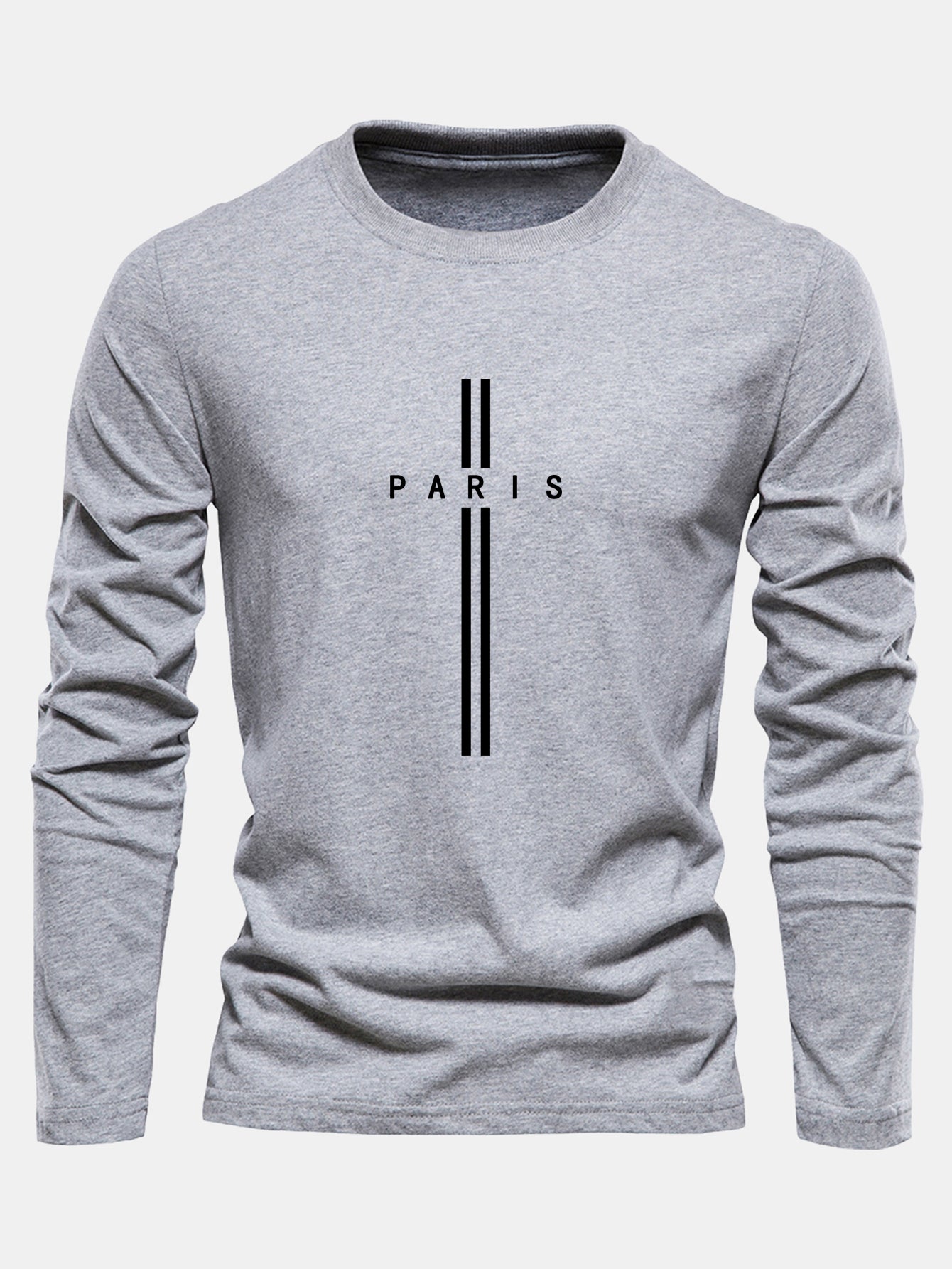 Long Sleeve Paris Stripe Print Cotton T-Shirt