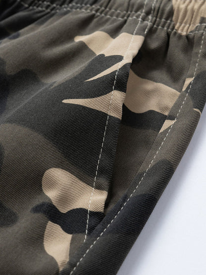 Camouflage Drawstring Cargo Shorts
